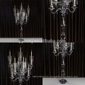 Candelabros de cristal altos de la venta caliente 9 brazos soporte cristalino del candelero con los colgantes de lujo
